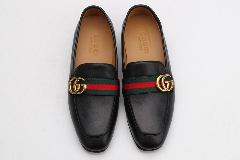 Leather loafer with Double G and Web